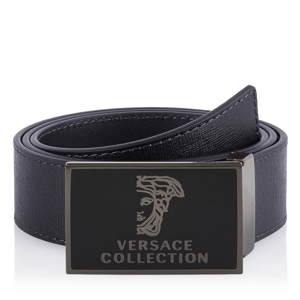 Versace belt with textured black leather